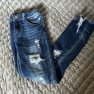 Girls skinny ripped jeans